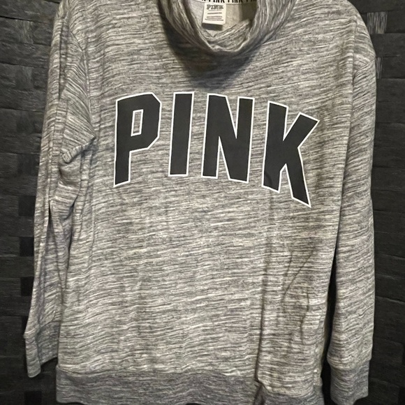 PINK Victoria's Secret Heathered Gray Cowl Neck Sweater - Picture 2 of 8
